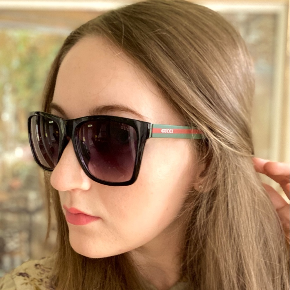 Gucci Black Rectangle Sunglasses